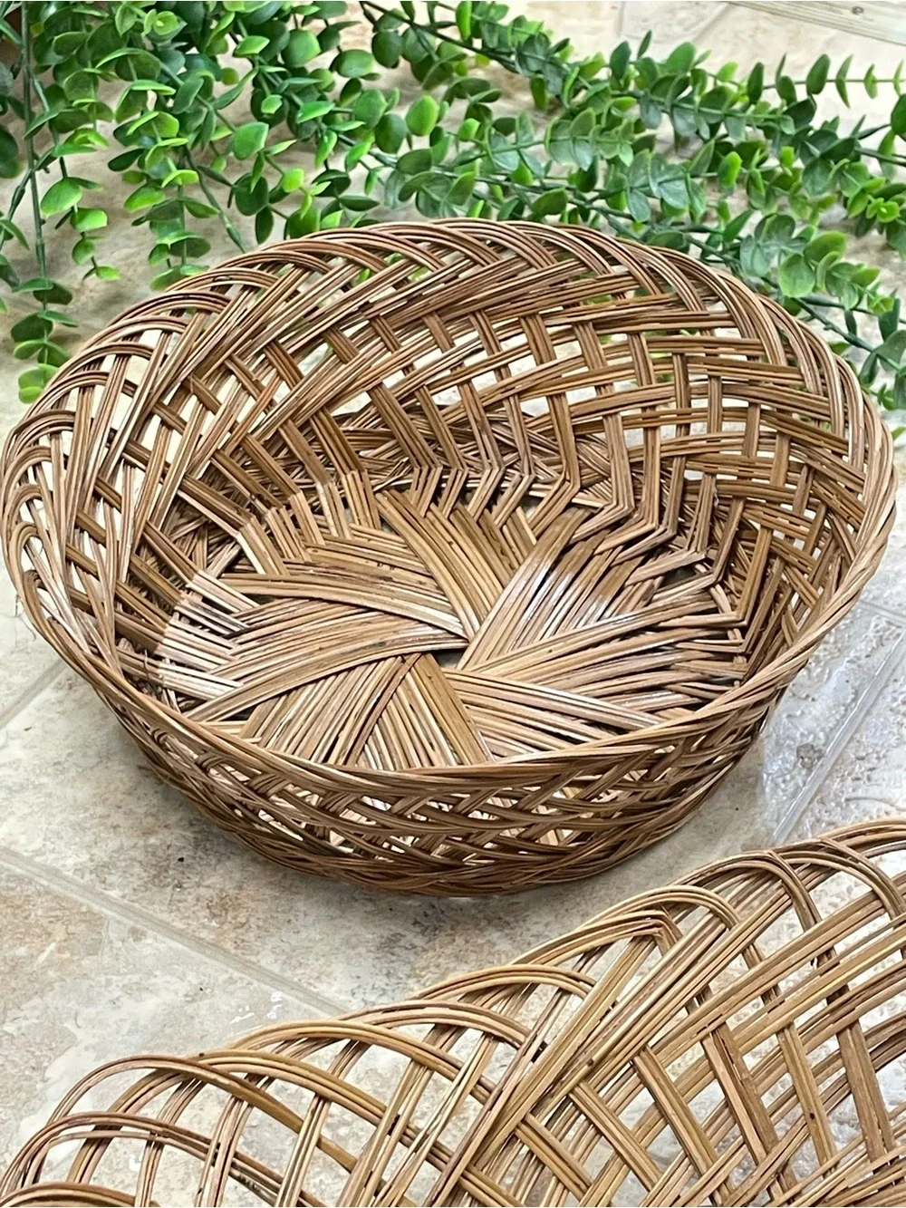 Vintage 6 Pc Woven Wicker Rattan Basket Wall Decor Set Boho Cottagecore